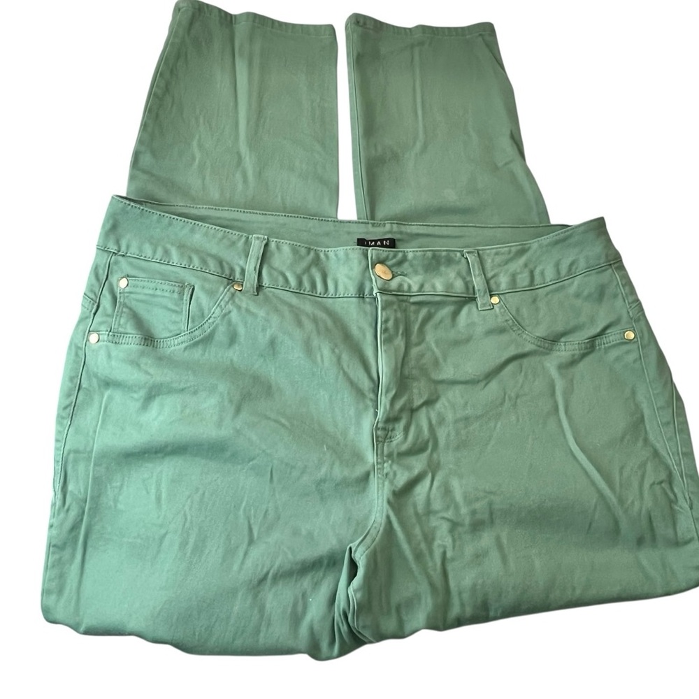IMAN Sage Green Denim Pants Spring Summer versatile size 20 Women’s
